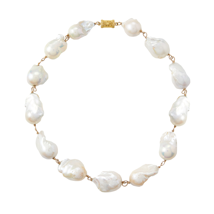 PearlaGrand: Large White Baroque Pearl Necklace - Lisa Mackey