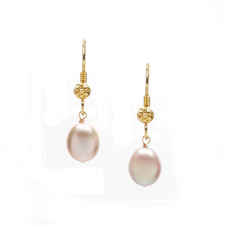 PearlaP001: GP soft pink pearl earrings - Lisa Mackey